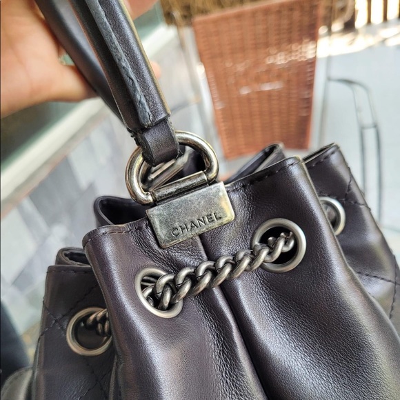 ❌SOLD❌SUPER CUTE!Chanel Bag Black Backpack Quilted Calfskin/Can use as a HandBag - Picture 10 of 16